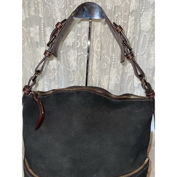 Dooney & Bourke Black Suede Zipper Pocket Sac Purse - Picture 3 of 9